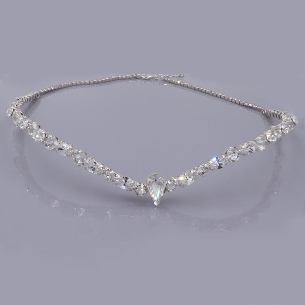 Crystal Bridal Forehead Chain Headpiece Wedding Hair Jewelry Boho Headdress - Picture 5 of 7